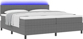 vidaXL LED Κρεβάτι με βάθρο Ανοιχτό Γκρι και Λευκό 200 x 200 cm