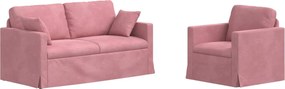 vidaXL Καναπές 2 pcs Ροζ