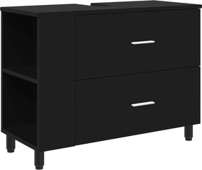 vidaXL Έπιπλο μπάνιου Μαύρο 80 x 35 x 60 cm Επεξεργασμένο Ξύλο