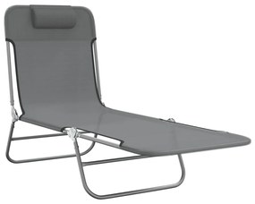 vidaXL Ξαπλώστρες Πτυσσόμενες 2 τεμ. Γκρι από Textilene &amp; Ατσάλι