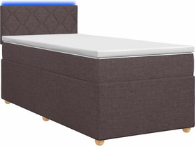 vidaXL Κρεβάτι box spring με στρώμα Σκούρο Καφέ 90 x 190 cm Ύφασμα