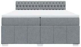 vidaXL Κρεβάτι Boxspring με Στρώμα Ανοιχτό Γκρι 200x200 εκ. Υφασμάτινο