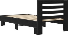vidaXL Κρεβάτι με Κεφαλάρι Μαύρη Δρυς 80 x 200 cm Επεξεργασμένο Ξύλο