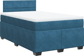 vidaXL Κρεβάτι Boxspring με Στρώμα Μπλε 120x190 εκ. Βελούδινο