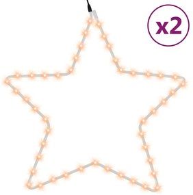 vidaXL Χριστουγεν. Φιγούρες Αστέρια 2 τεμ. 48 LED Θερμό Λευκό 56 εκ.