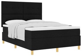 vidaXL Κρεβάτι με Μοχλό και Στρώμα Μαύρο 140x200 εκ. Ύφασμα