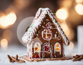 Intra Συλλεκτικό Ξύλινο Παζλ Plywood  4mm - Gingerbread House με κόκκινα και λευκά διακοσμητικά Σε Ξύλινο Κουτί - Διαστάσεις: 10x10 cm – 25 κομμάτια