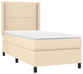 vidaXL Κρεβάτι Boxspring με Στρώμα Κρεμ 100 x 200 εκ. Υφασμάτινο