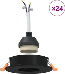 vidaXL Σποτ 24 pcs Μαύρο 9 x 9 x 2 εκ. Αλουμίνιο
