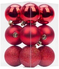 Σετ Χριστουγεννιάτικες μπάλες - 8cm - 12pcs - 326079 - Red-326079_RED