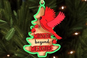 Σετ των 3 Intra απο ξύλο plywood 3mm-4mm πάχος Χριστουγεννιάτικα στολίδια καρδινάλιου αναμνηστικού Δίασταση 8x8 cm INTRAFABR-108896843