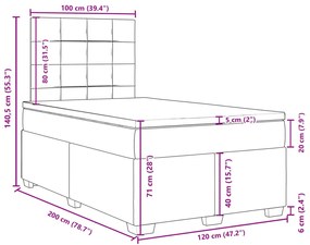 Κρεβάτι Boxspring με Στρώμα Μαύρο 120 x 200 εκ. Βελούδινο - Μαύρο