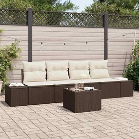 vidaXL Σετ Καναπέ Κήπου με μαξιλάρι 5 pcs Καφέ, Κρέμα 55 x 55 x 37 εκ