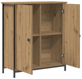 vidaXL Μπουφές Μασίφ Ξύλο Δρυός 70x30x80 εκ. Μοριοσανίδα και Μέταλλο