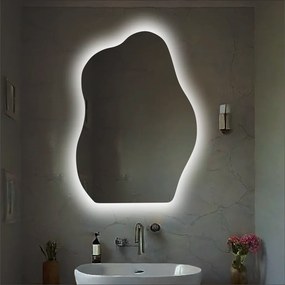 Ασύμμετρος Καθρέφτης με LED Φωτισμό 67x95 cm