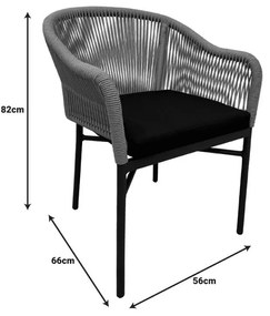 Καρέκλα - Πολυθρόνα αλουμινίου Legana C007 στοιβαζόμενη ανθρακί σκελετός-φυσικό rattan 56x66x82 εκ. 56x66x82 εκ.