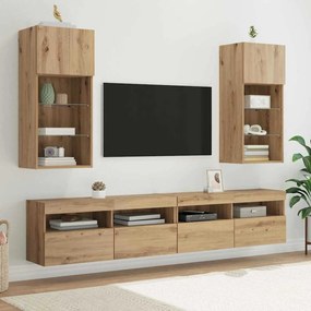 vidaXL Τοίχου ντουλάπες τηλεόρασης 2 pcs Artisan Oak