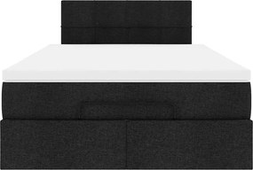 vidaXL Οθωμανικό κρεβάτι με στρώμα Μαύρο 120x190 cm Ύφασμα