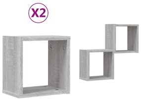 vidaXL Κρεμαστά Ράφια Γκρι Σονομα Επεξεργασμένο Ξύλο Μεσαίο