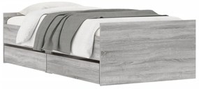 vidaXL Πλαίσιο Κρεβατιού με Συρτάρια Γκρι Sonoma 90 x 190 εκ.