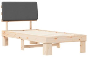 vidaXL Σκελετός Κρεβατιού με Επενδεδυμένο Κεφαλάρι Σκούρο Γκρι