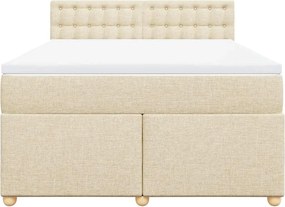 vidaXL Κρεβάτι Boxspring με Στρώμα Κρεμ 140x190 εκ. Υφασμάτινο