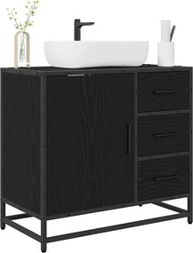 vidaXL Ντουλάπι Μπάνιου Μαύρη Οξυά 65 x 33 x 60 εκ Επεξεργασμένο ξύλο