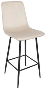 Σκαμπό μπαρ Grato pakoworld ύφασμα μπεζ-πόδι μαύρο μεταλλικό 43.5x55x114εκ