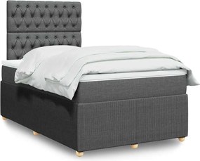 vidaXL Κρεβάτι Boxspring με Στρώμα Σκούρο Γκρι 120x190 εκ Υφασμάτινο