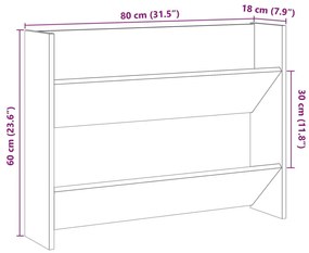 Παπουτσοθήκη Τοίχου Παλαιό Ξύλο 80x18x60 εκ. Επεξ. Ξύλο - Καφέ