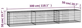 Συρματοκιβώτιο Τοίχος 300x50x50 εκ. Γαλβαν.Χάλυβας + Καλύμματα - Ασήμι