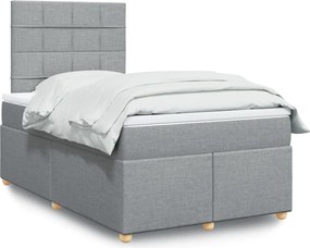 vidaXL Κρεβάτι Boxspring με Στρώμα Ανοιχτό Γκρι 120x200 εκ. Υφασμάτινο