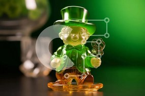 Intra Συλλεκτικό Ξύλινο Παζλ Plywood 4mm - Ιρλανδικό γυάλινο ειδώλιο καλλικάτζαρου Σε Ξύλινο Κουτί - Διαστάσεις Puzzle: 10x10 cm – 25 κομμάτια