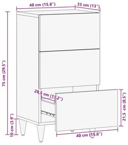 Sideboard 40x33x75 cm μασίφ ξύλο Mango - Μαύρο