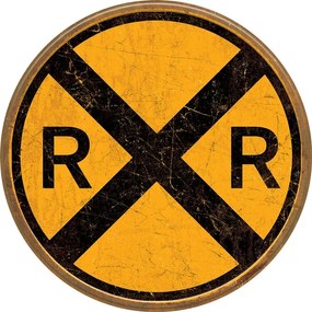Μεταλλική πινακίδα Railroad Crossing, (30 x 30 cm)