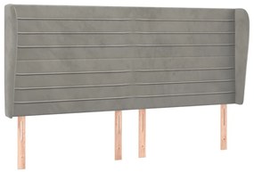 Κεφαλάρι με Πτερύγια Ανοιχτό Γκρι 203x23x118/128 εκ. Βελούδινο 3118162