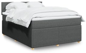 vidaXL Κρεβάτι Boxspring με Στρώμα Σκούρο Γκρι 140x200 εκ Υφασμάτινο