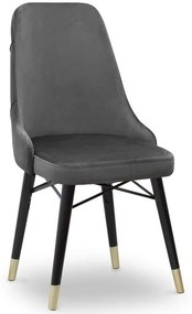 Καρέκλα Τραπεζαρίας Venus 0222825 53x48x95cm Grey-Black Βελούδο, Ξύλο
