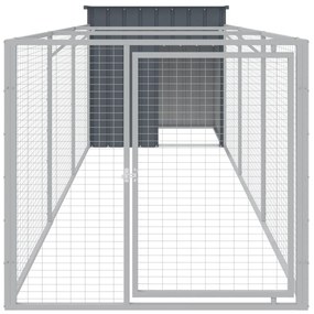 Σπιτάκι Σκύλου με Αυλή Ανθρακί 110x405x110 εκ. Γαλβαν. Χάλυβας - Ανθρακί