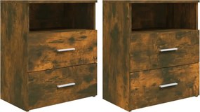 vidaXL Κομοδίνα 2 τεμ. Καπνιστή Δρυς 50 x 32 x 60 εκ.