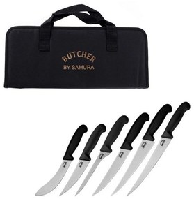 Μαχαίρια Butcher SBU-0260 Με Θήκη Μεταφοράς (Σετ 6τμχ) Black Samura Ανοξείδωτο Ατσάλι