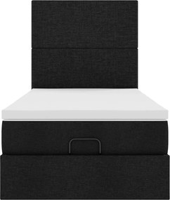 vidaXL Οθωμανικό κρεβάτι με στρώμα Μαύρο 90x190cm Ύφασμα