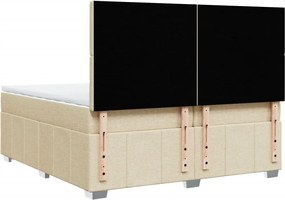 vidaXL Κρεβάτι Boxspring με Στρώμα Κρεμ 200x200 εκ. Υφασμάτινο