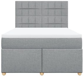 vidaXL Κρεβάτι Boxspring με Στρώμα Ανοιχτό Γκρι 140x190 εκ. Υφασμάτινο