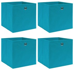 Κουτιά Αποθήκευσης 4 τεμ. Γαλάζια 32 x 32 x 32 εκ. Υφασμάτινα - Μπλε