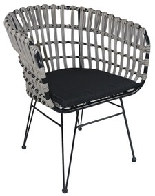 Καρέκλα Κήπου ArteLibre ATRIUS Γκρι/Μαύρο Μέταλλο/Rattan 61x57x80cm