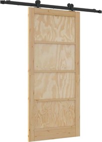 vidaXL Συρόμενη Πόρτα Φυσικό και Μαύρο 93 x 202 cm