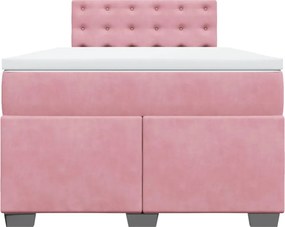 vidaXL Κρεβάτι Boxspring με Στρώμα Ροζ 120x190 εκ. Βελούδινο