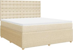 vidaXL Κρεβάτι Boxspring με Στρώμα Κρεμ 180x200 εκ. Υφασμάτινο