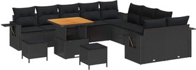 vidaXL Σετ Καναπέ Κήπου 13 pcs Μαύρο συνθετικό ρατάν